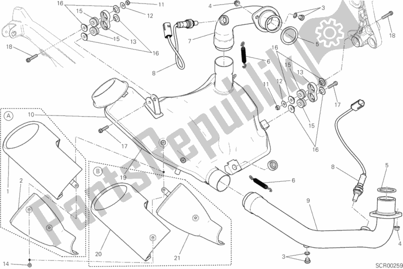 Toutes les pièces pour le Système D'échappement du Ducati Scrambler Sixty2 Thailand USA 400 2017